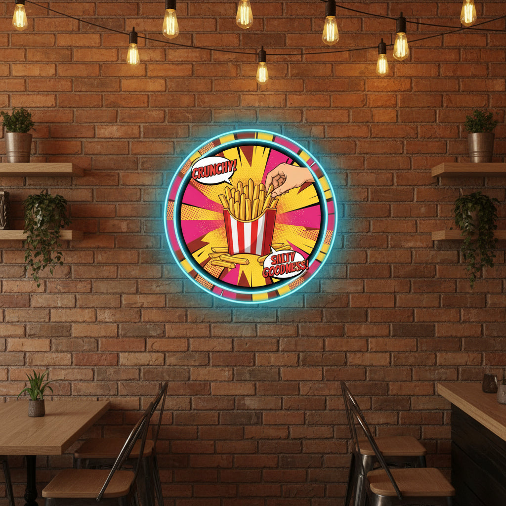 Fries UV print neon sign (18x18 inches) Neonsignsindia