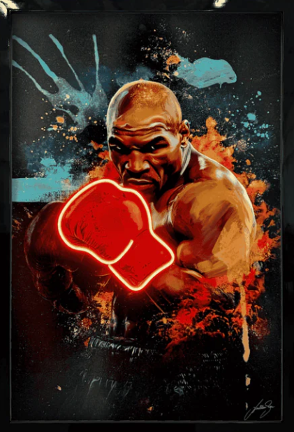 Iron Mike Tyson LED Wall Art | Legendary Boxer Pop Art Print with Dynamic Neon Glow