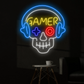 Gamer Skull Neon Sign – LED Gaming Room Wall Light Game Room 20x20 inches Neonsignsindia