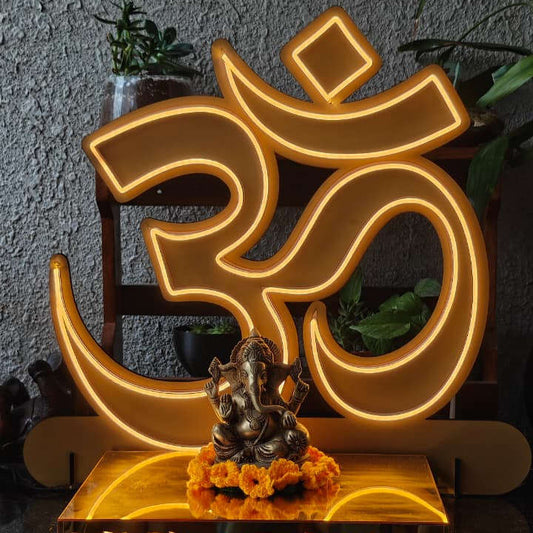Ganesh Ji Decor - Om Gold Backdrop