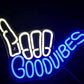 Good Vibes Neon Sign Light for Wall Décor 12*16 Inch Neonsignsindia