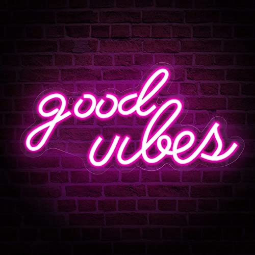 Good Vibes Neon Sign (Pink) (12x6 inches) Neonsignsindia