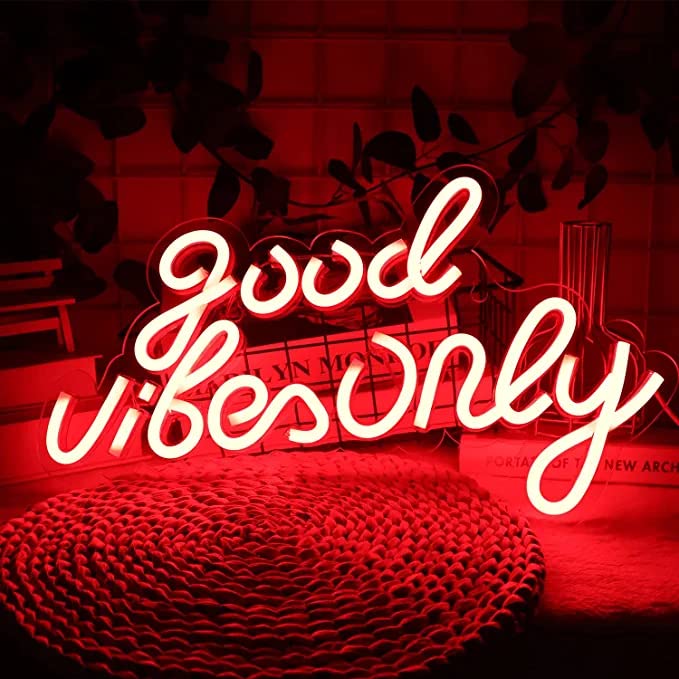 Good Vibes Only Neon Signs (Red) (12x8 inches) Neonsignsindia