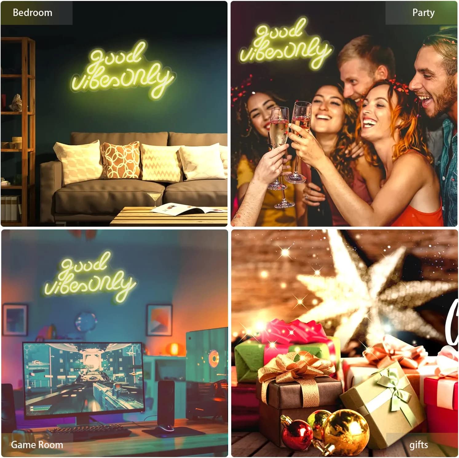 Good Vibes Only Neon Signs (Warm White)(12x8 inches) Neonsignsindia