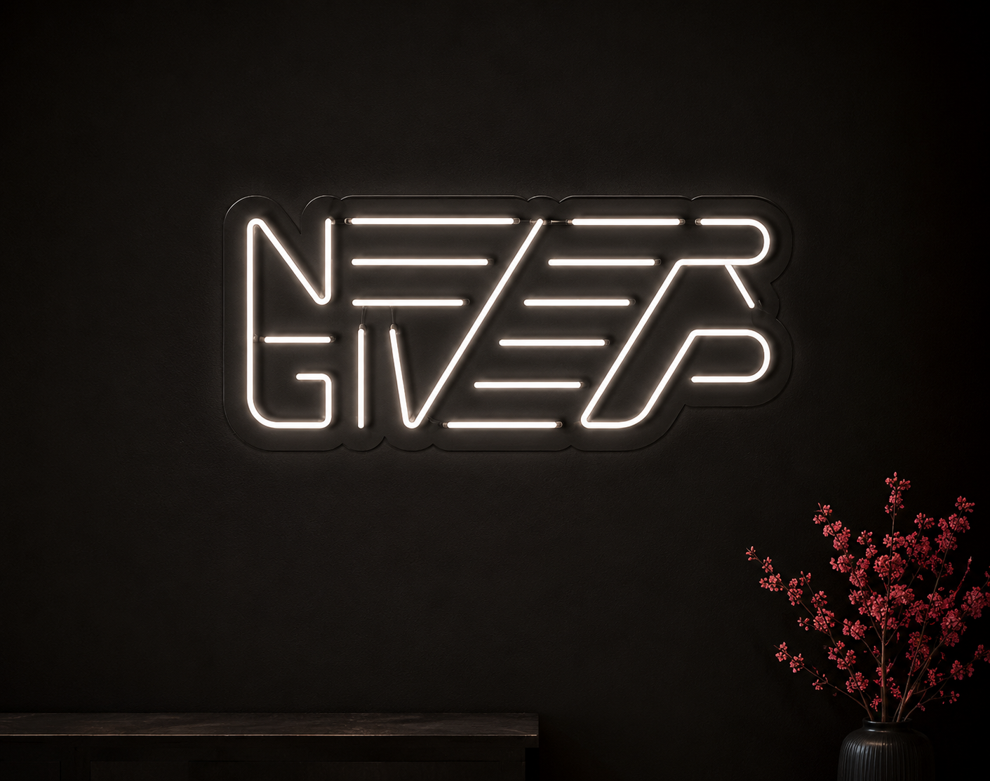 Never Give Up Neon Sign