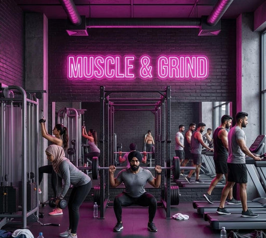 Muscle & Grind Neon Sign – Gym Motivation LED Light