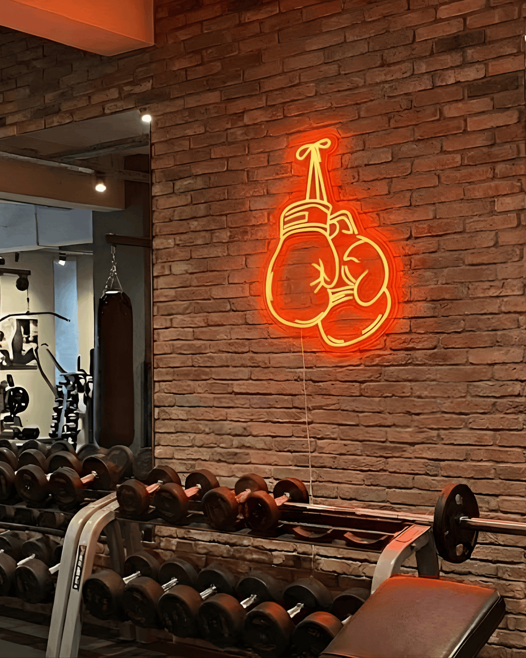 Gym Boxing Gloves Neon Sign – Fighter Spirit LED Wall Light Neonsignsindia