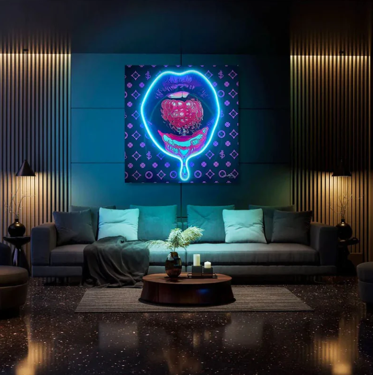 Fruit Passion Lips V.1 LED Wall Art | Sensual Pop Art Neon Print