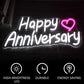 Happy anniversary Neon Sign for Backdrop Birthday Light Up Sign Party Decoration(Warm White) (Light Anniversary Sign) Neonsignsindia