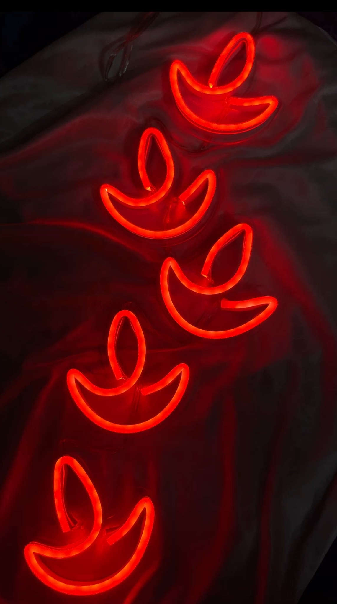 Happy Diwali Diya neon sign (3" Size X 5 Diyas) Neonsignsindia