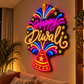 Happy Diwali anaar firecracker neon sign glowing on a living room wall