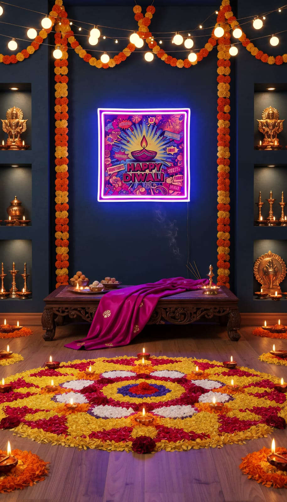 Happy Diwali Sticker Neon Sign Neonsignsindia