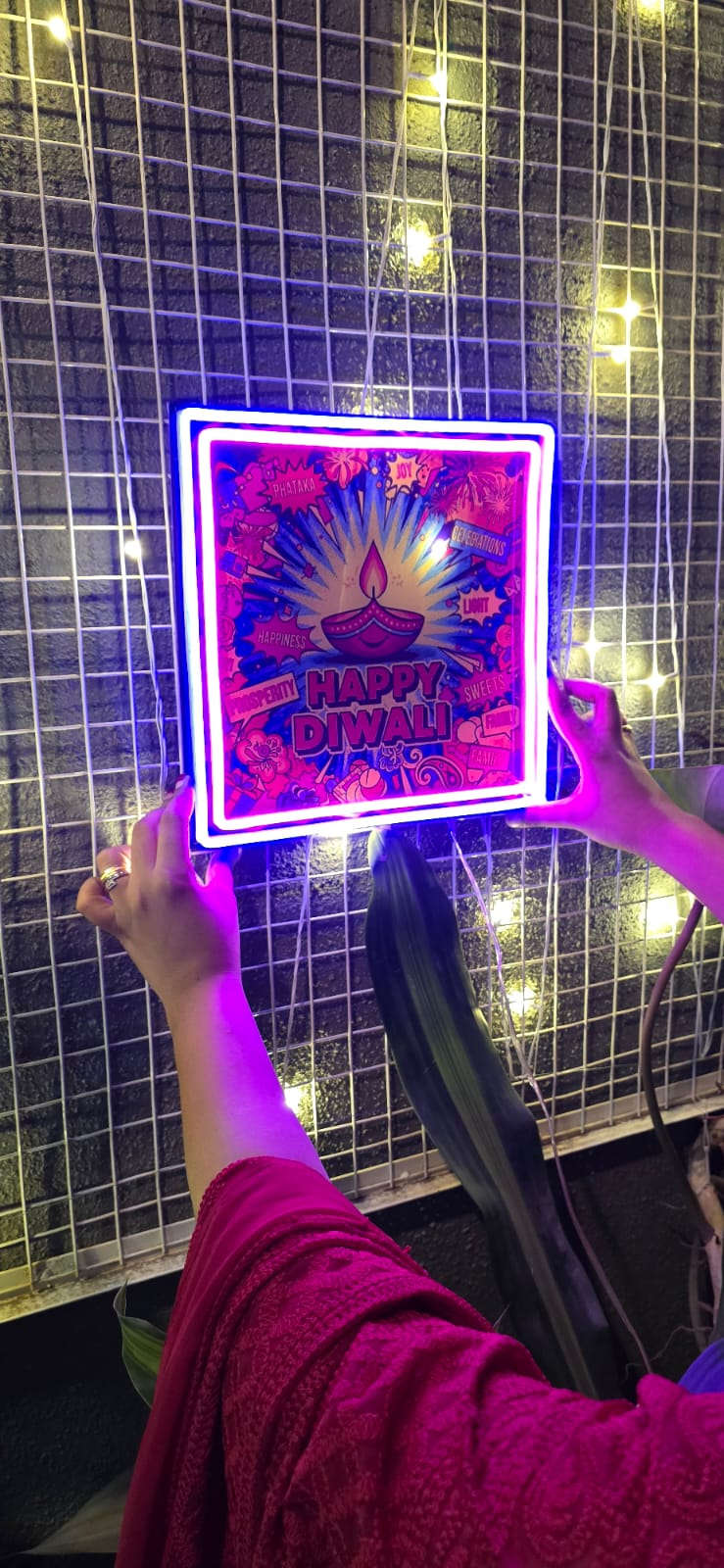 Happy Diwali Sticker Neon Sign Neonsignsindia