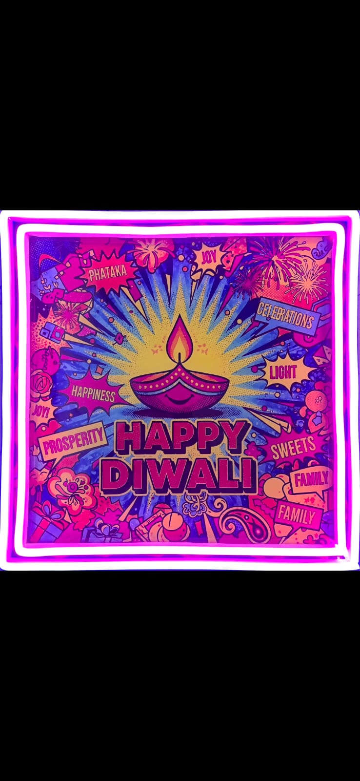 Happy Diwali Sticker Neon Sign Neonsignsindia
