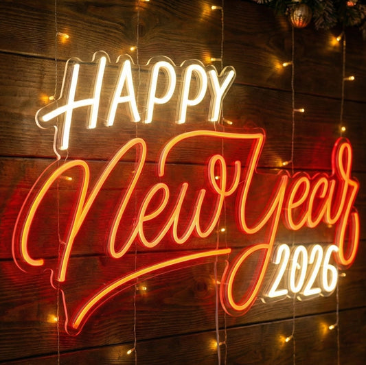 "Happy New Year 2026" LED Neon Sign (3x2 feet)