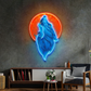 Howling Wolf Neon Sign – Blue LED Wall Art with Fiery Moon game room Neonsignsindia