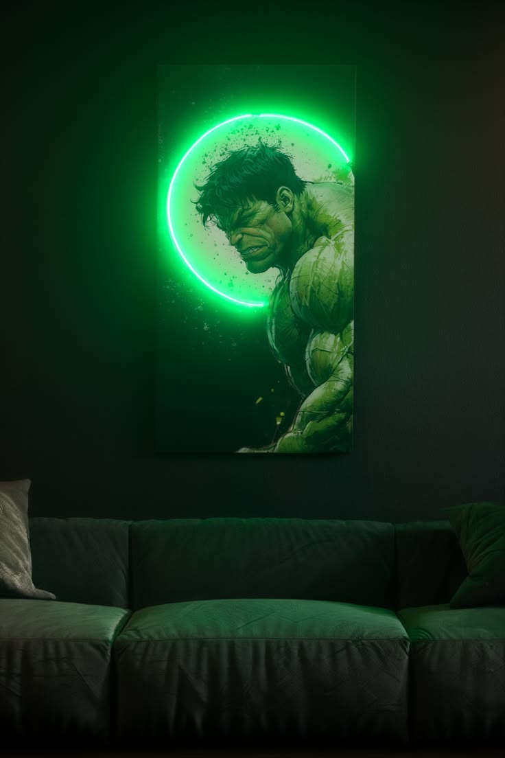 Hulk Neon Rage Wall Art – Green Aura LED UV PRINT Poster - LED Neon Sign