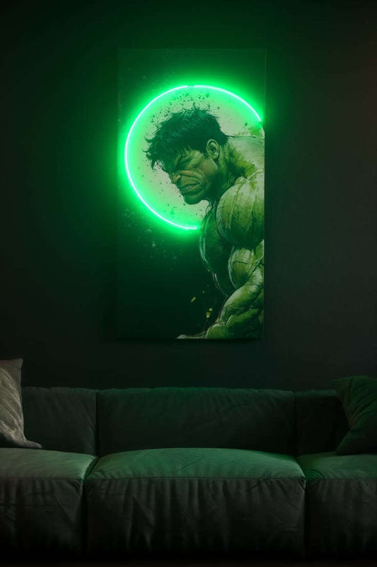 Hulk Neon Rage Wall Art – Green Aura LED UV PRINT Poster - LED Neon Sign