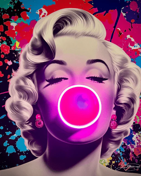 Marilyn Bubble Pop LED Wall Art | Iconic Superstar Pop Art Print with Neon Glow