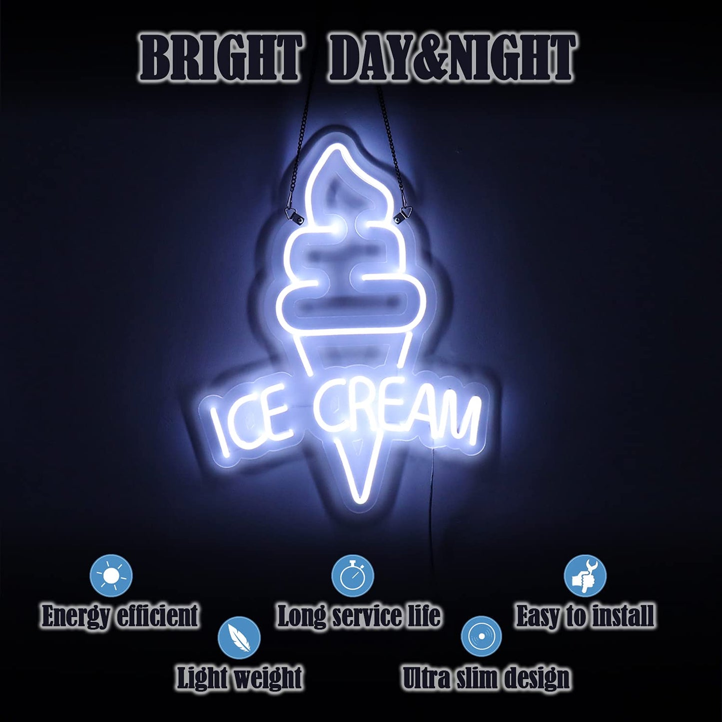 Ice Cream Neon Sign (13x18 inches) Neonsignsindia