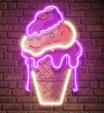 Ice Cream UV Print Neon Sign – Cute Dessert LED Wall Art | Neon Signs India — Image 2