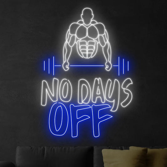 No Days Off LED Neon Sign | Gym Motivation Wall Light for Fitness Studios & Home Gyms