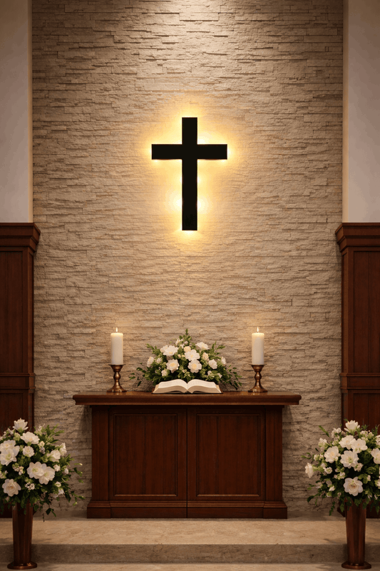 Illuminated Cross Wall Light – Minimal LED Christian Wall Decor for Home & Prayer Room Neonsignsindia