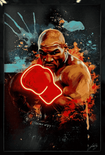 Iron Mike Tyson LED Wall Art | Legendary Boxer Pop Art Print with Dynamic Neon Glow Neonsignsindia