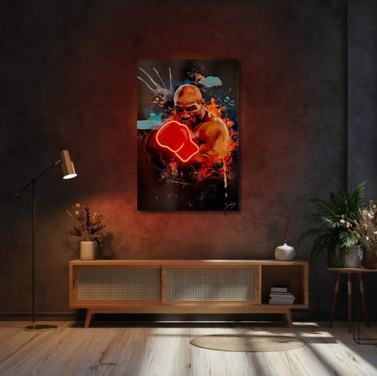 Iron Mike Tyson LED Wall Art | Legendary Boxer Pop Art Print with Dynamic Neon Glow Neonsignsindia