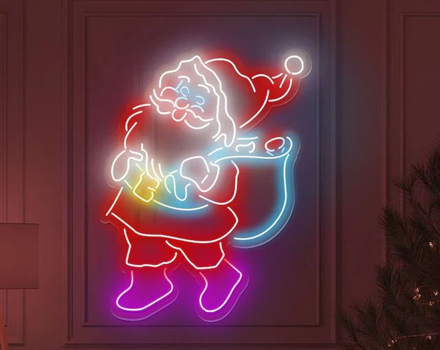 Santa Bar Neon Sign – Festive Neon Wall Light (3x2 feet)