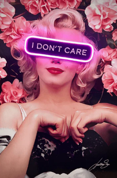 Marilyn "I DON'T CARE" Neon Wall Art | Iconic Diva Pop Art with Empowering LED Quote