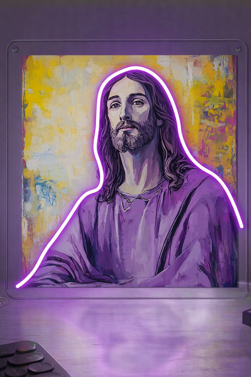 ✝️ Jesus Portrait Neon Wall Art – Faith LED Neon Light Neonsignsindia
