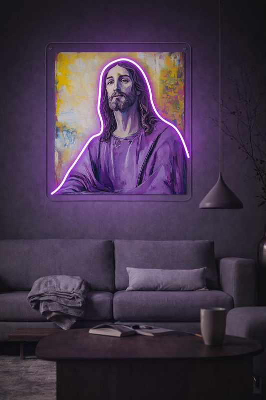 ✝️ Jesus Portrait Neon Wall Art – Faith LED Neon Light Neonsignsindia