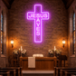 Jesus Saves Neon Cross Light – Purple LED Neon Sign for Church, Prayer Hall & Christian Wall Décor Neonsignsindia
