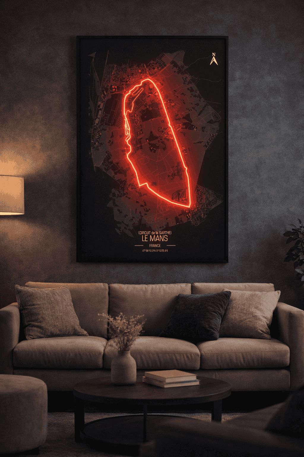 Le Mans F1  Circuit Wall Art – Iconic Endurance Racing Track LED Style Poster | Neon Signs India — Image 1