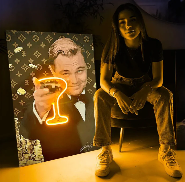 Leonardo DiCaprio Champagne Toast LED Wall Art | The Great Gatsby Pop Art Neon Décor | Limited Edition Neonsignsindia