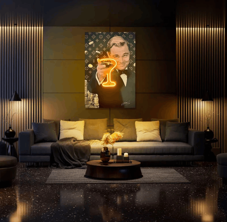 Leonardo DiCaprio Champagne Toast LED Wall Art | The Great Gatsby Pop Art Neon Décor | Limited Edition Neonsignsindia