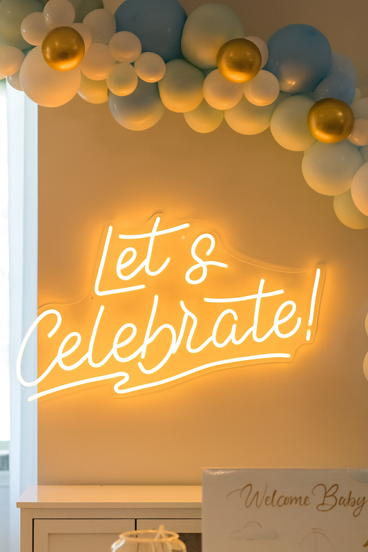 Let's Celebrate Neon Sign (Warm White) Neonsignsindia