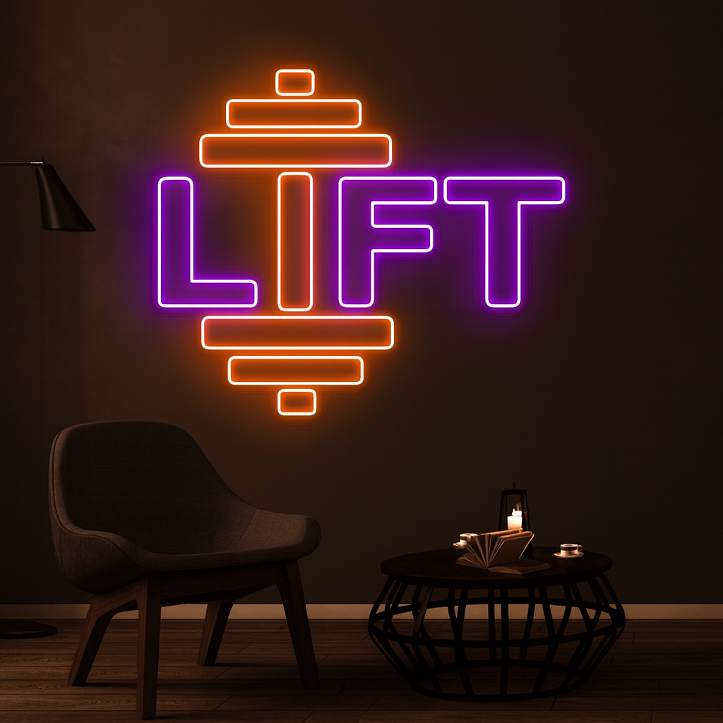 LIFT Dumbbell Neon Sign – Gym Wall LED Light | Fitness Room Decor Neonsignsindia