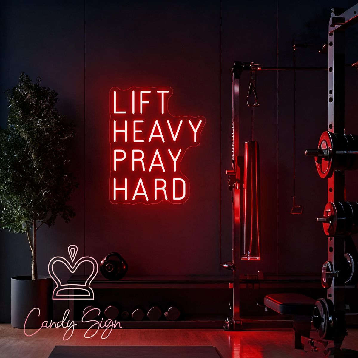 Lift Heavy Pray Hard Neon Sign – Gym Motivation LED Light Neonsignsindia