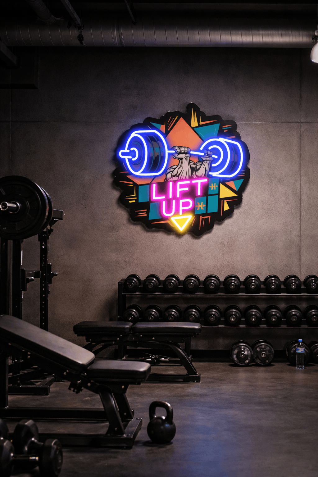 Lift Up Neon Gym Wall Sign – Motivational Weightlifting LED Art | Neon Signs India — Image 1