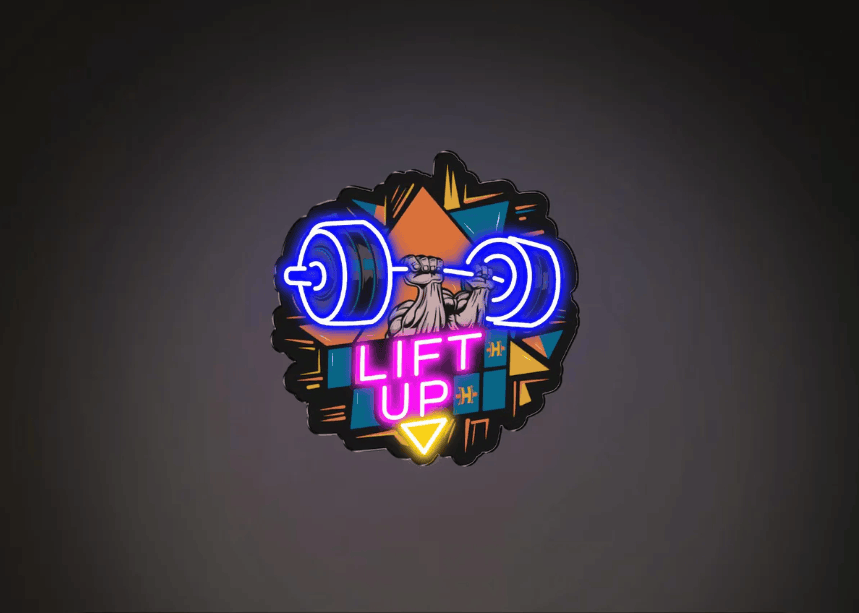 Lift Up Neon Gym Wall Sign – Motivational Weightlifting LED Art | Neon Signs India — Image 2