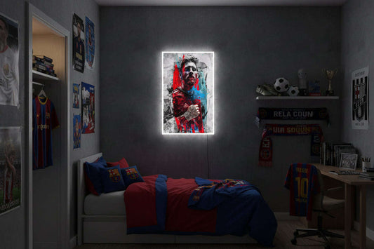 Lionel Messi Argentina & FC Barcelona Neon Wall Art – Football Legend LED Poster | Neon Signs India — Image 1