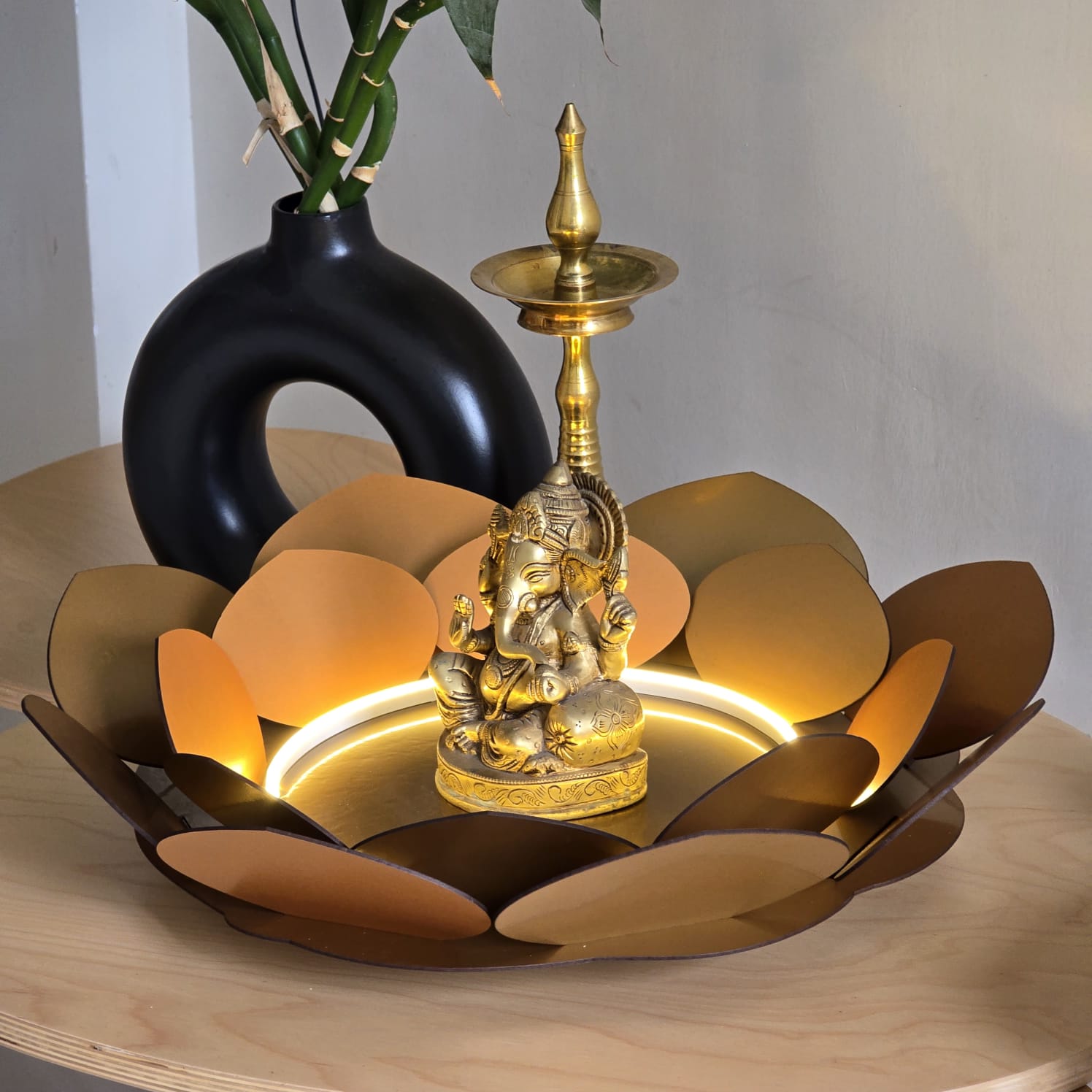 Ganesh Ji Decor - Lotus Gold Base