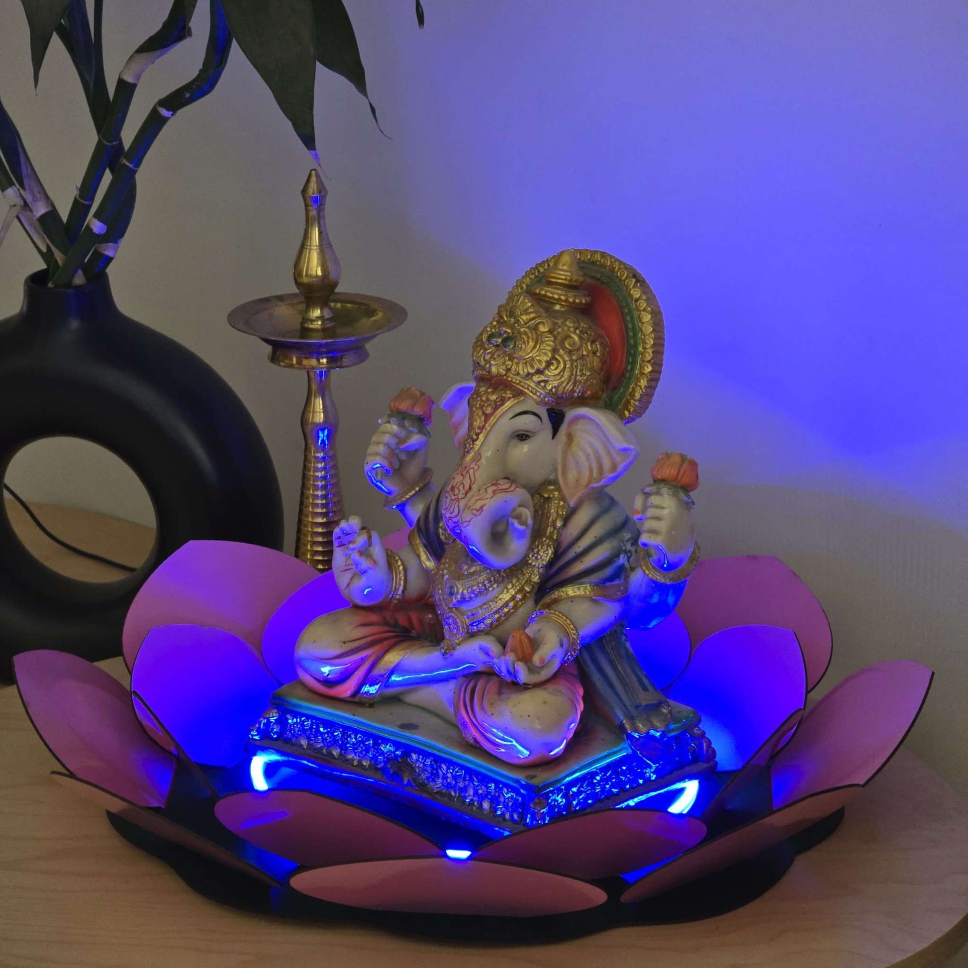 Lotus LED Decor Base for Idols & Festive Setup (Ganesh Chaturthi, Diwali, or home mandirs) Neonsignsindia