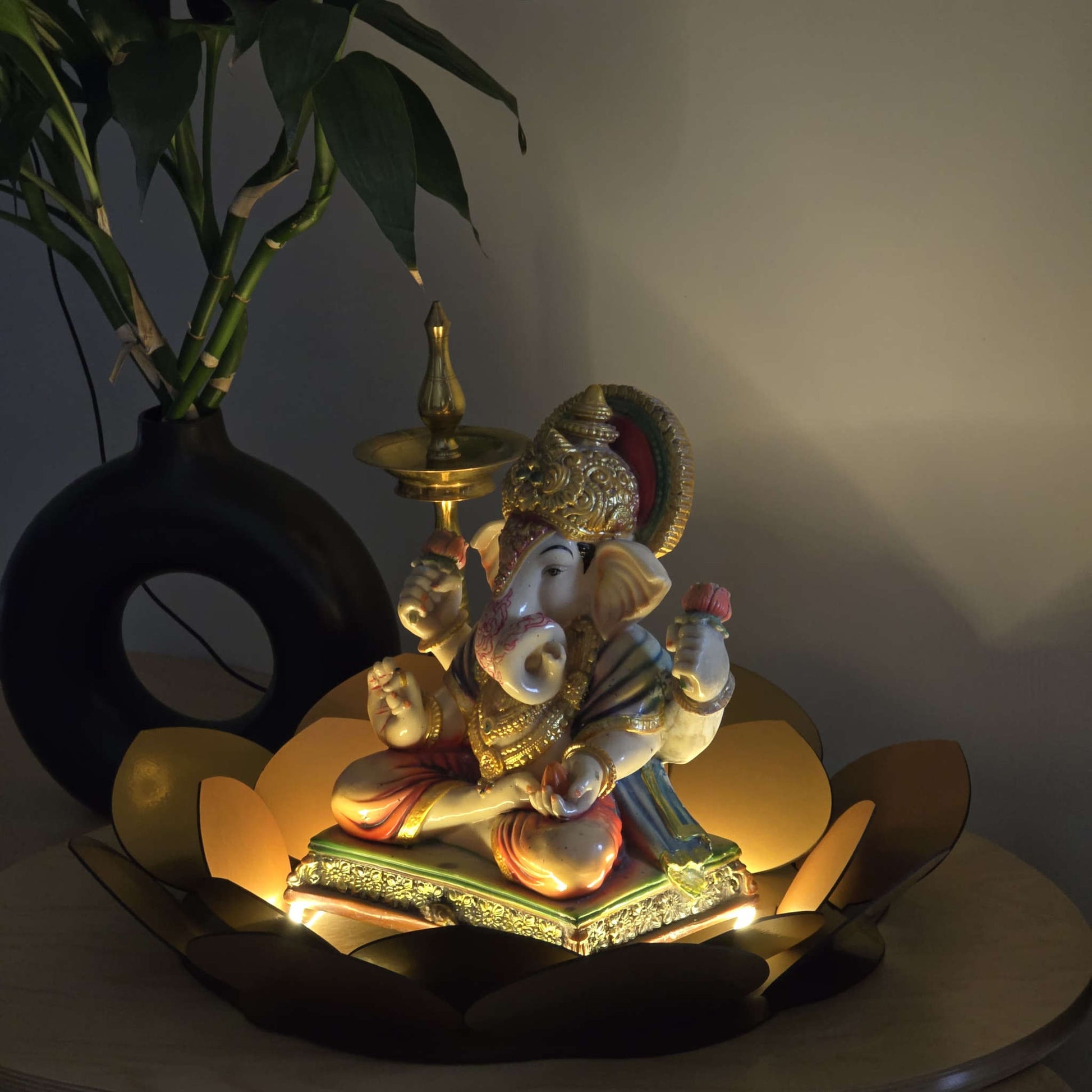 Lotus LED Decor Base for Idols & Festive Setup (Ganesh Chaturthi, Diwali, or home mandirs) Neonsignsindia