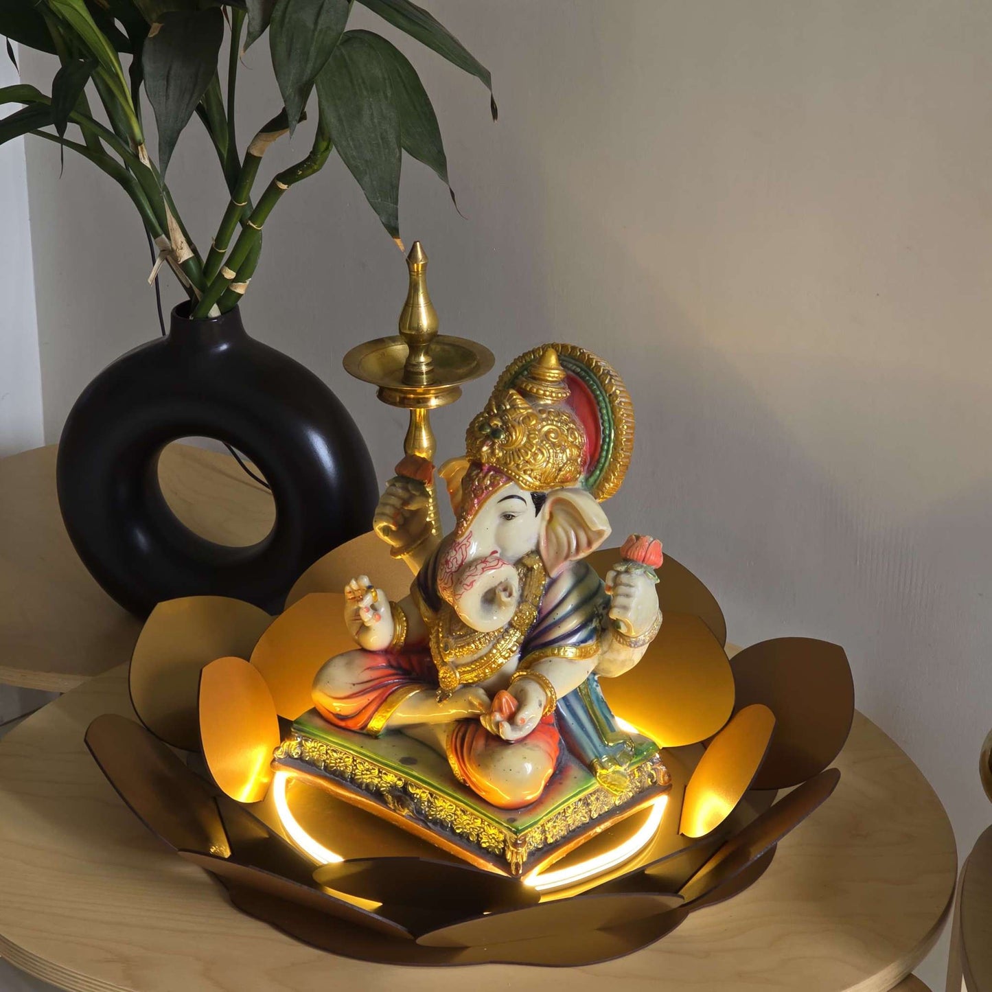 Lotus LED Decor Base for Idols & Festive Setup (Ganesh Chaturthi, Diwali, or home mandirs) Neonsignsindia