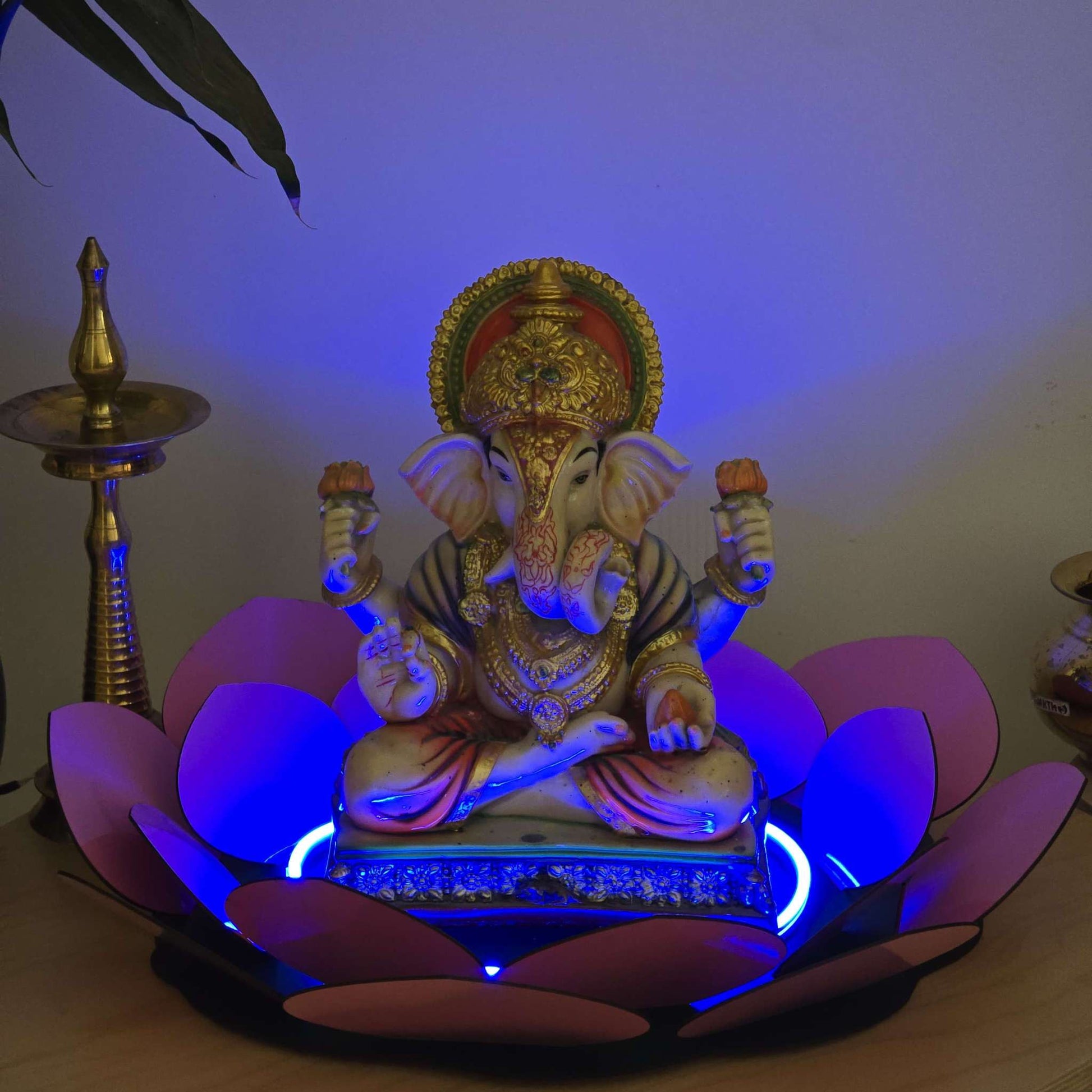 Lotus LED Decor Base for Idols & Festive Setup (Ganesh Chaturthi, Diwali, or home mandirs) Neonsignsindia