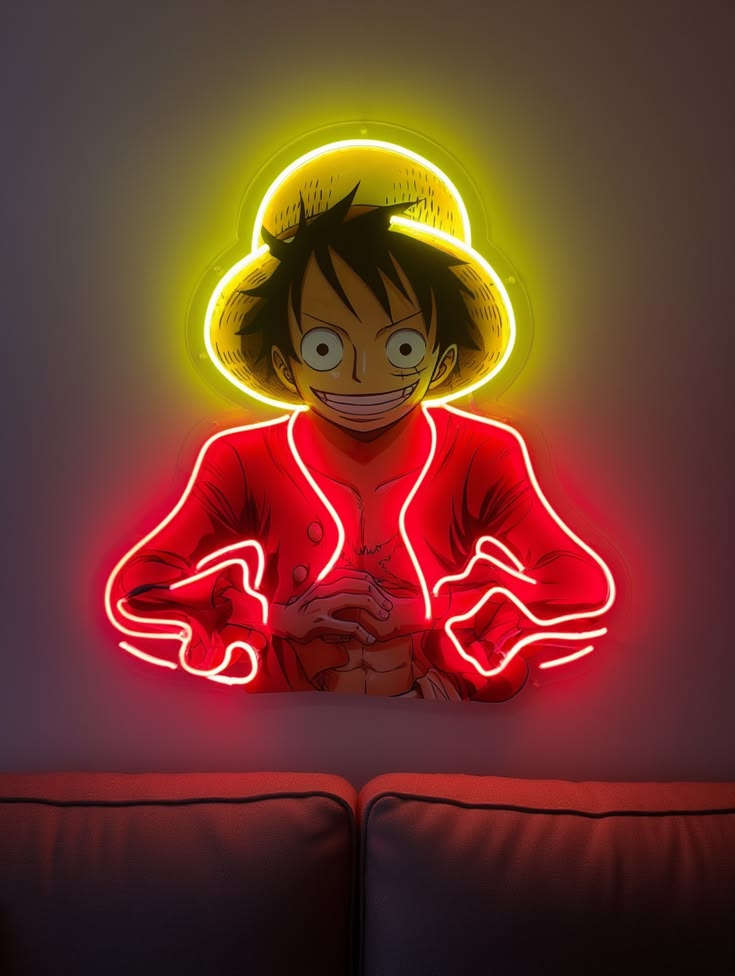 Luffy (One Piece) LED Neon Sign – Anime Wall Art for Bedroom & Gaming Room - LED Neon Sign