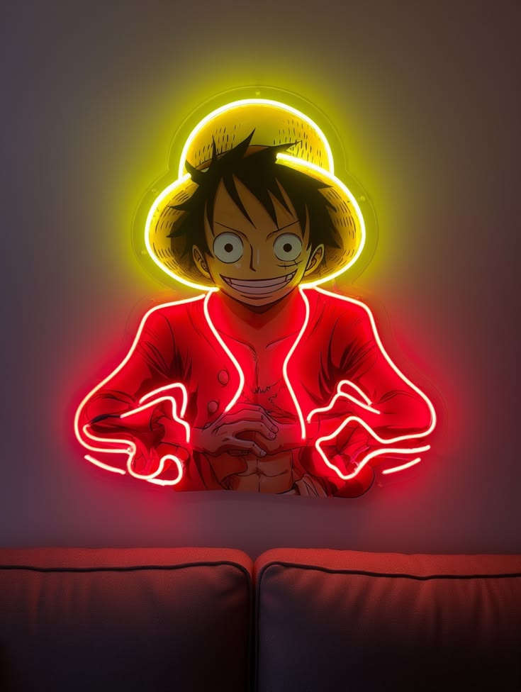 Luffy (One Piece) LED Neon Sign – Anime Wall Art for Bedroom & Gaming Room - LED Neon Sign